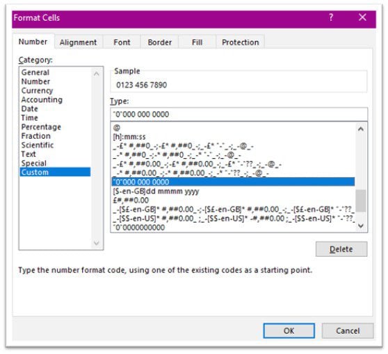 How to put spaces between numbers in Excel automatically