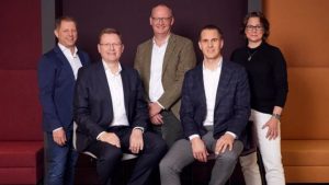 Docuware Leadership: L to R: Michael Bochmann, Dr Michael Berger, Hermann Schäfer, Benedikt Dischinger, Uta Dresch (c) Docuware 2025