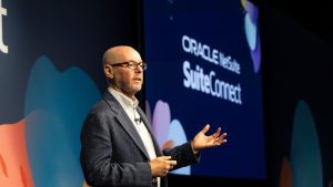 Evan Goldber on stage at SuiteConnect London (c) 2026 Oracle NetSuite