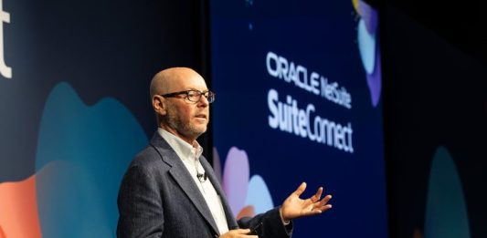 Evan Goldber on stage at SuiteConnect London (c) 2026 Oracle NetSuite