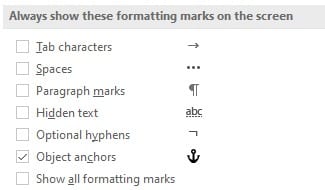 How to Reveal non-printing characters in Word
