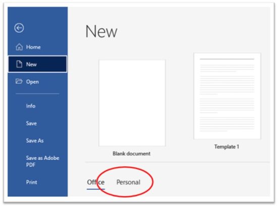 New personal templates