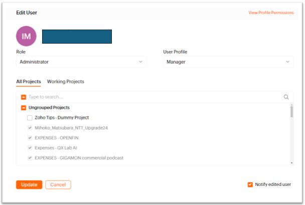 Edit User window