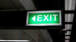 Why founders should start early on exit strategies - Image by Ann San from Pixabay https://pixabay.com/photos/exit-sign-symbol-green-information-1722888/ 